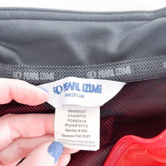 Pearl iZumi Mens Windbreaker Jacket Pullover Long Sleeve Orange Black Medium - Picture 9 of 11
